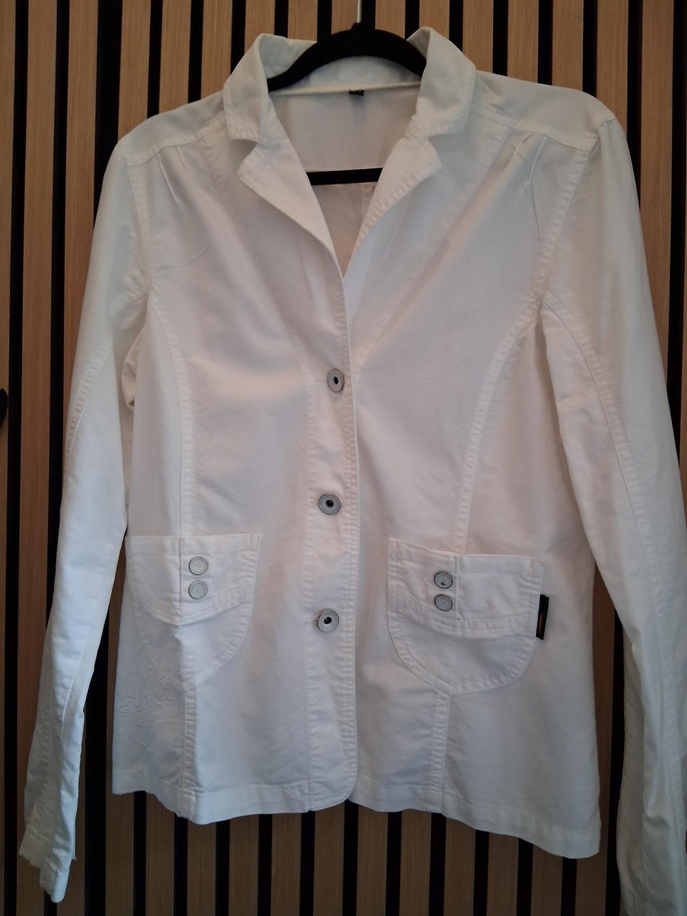 Women's White Button-Front Blazer Jacket